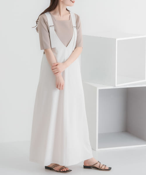 『一部WEB限定カラー』HEYUMM　スクエアネックセーター(半袖)