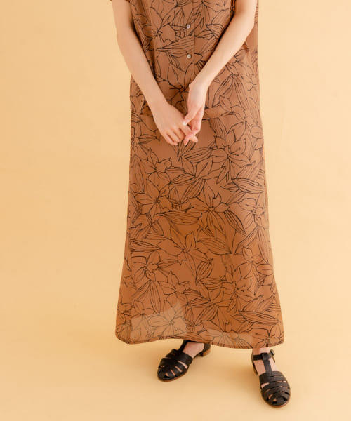 iNtimite　Crepe de chine Print Skirt