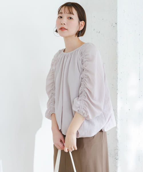 F by ROSSO　シャーリングスリーブブラウス
