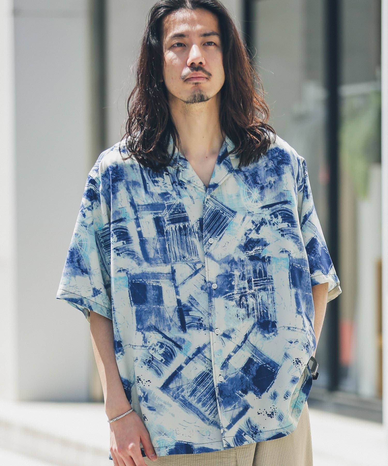 エステルプリント総柄ショートスリーブシャツ[LA35-13A503]｜URBAN