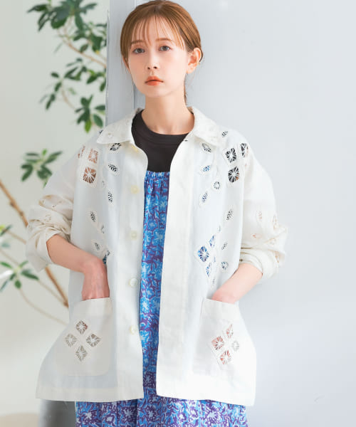 sara mallika　C.LINEN TAPE EMB CW JACKET