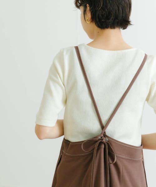 ソフトコットンリブ5分袖カットソー