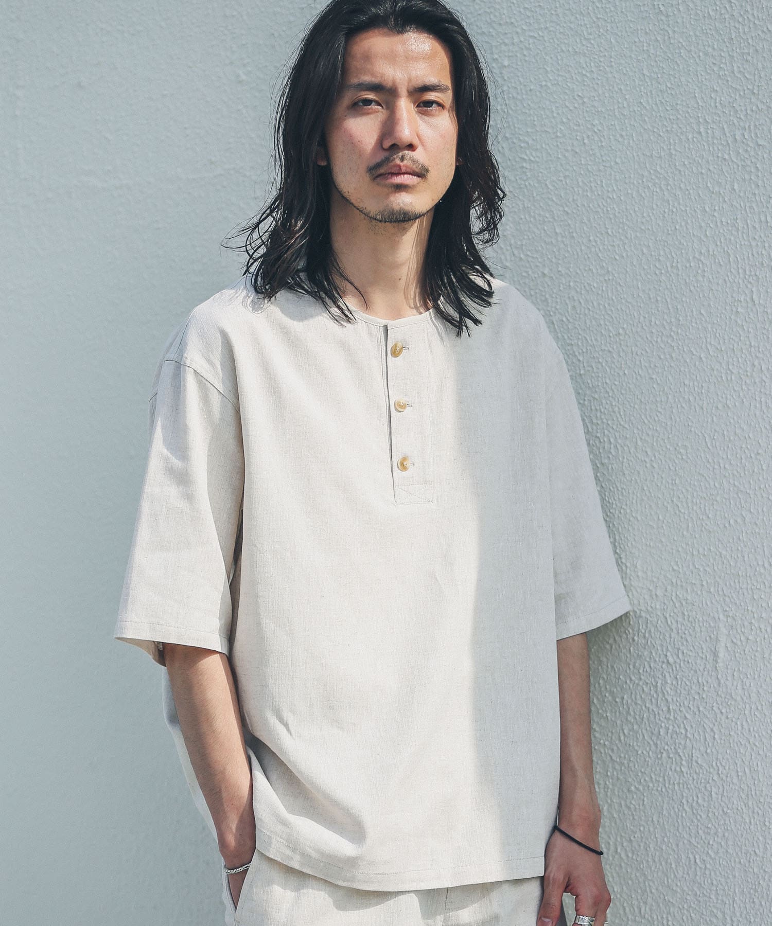 コットンリネンスリーピングシャツ[LA35-13A203]｜URBAN