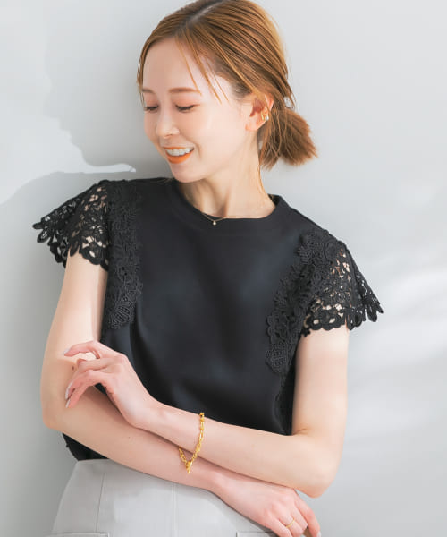レースフレンチスリーブプルオーバー