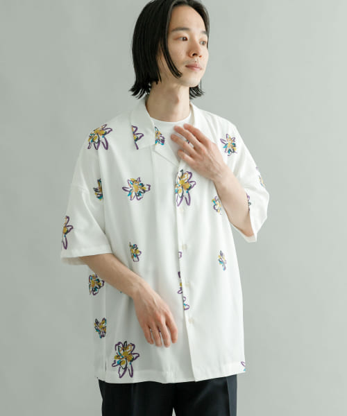 URBAN RESEARCH iD　フラワープリントオープンカラーシャツ