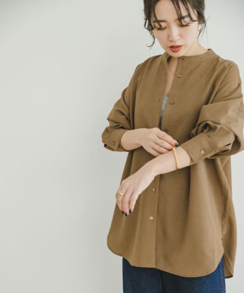 『UR TECH DRYLUXE』バンドカラーシャツ