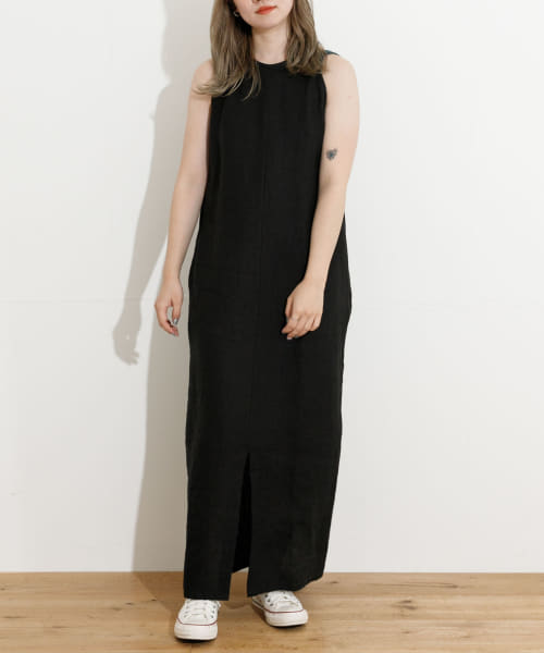 &her　Linen Nosleeve Dress