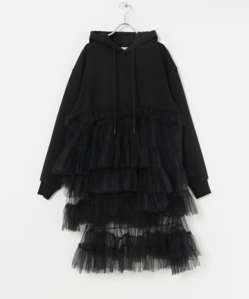 VIVIANO　TulleTrimmed HoodieSweat