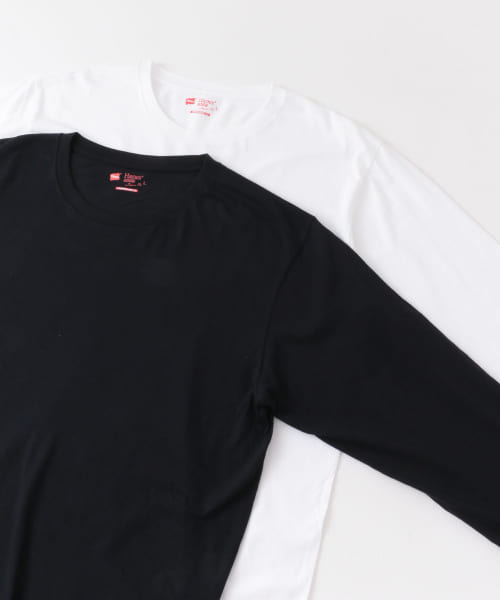 Hanes　2P JAPAN FitクルーネックロングスリーブTシャツ