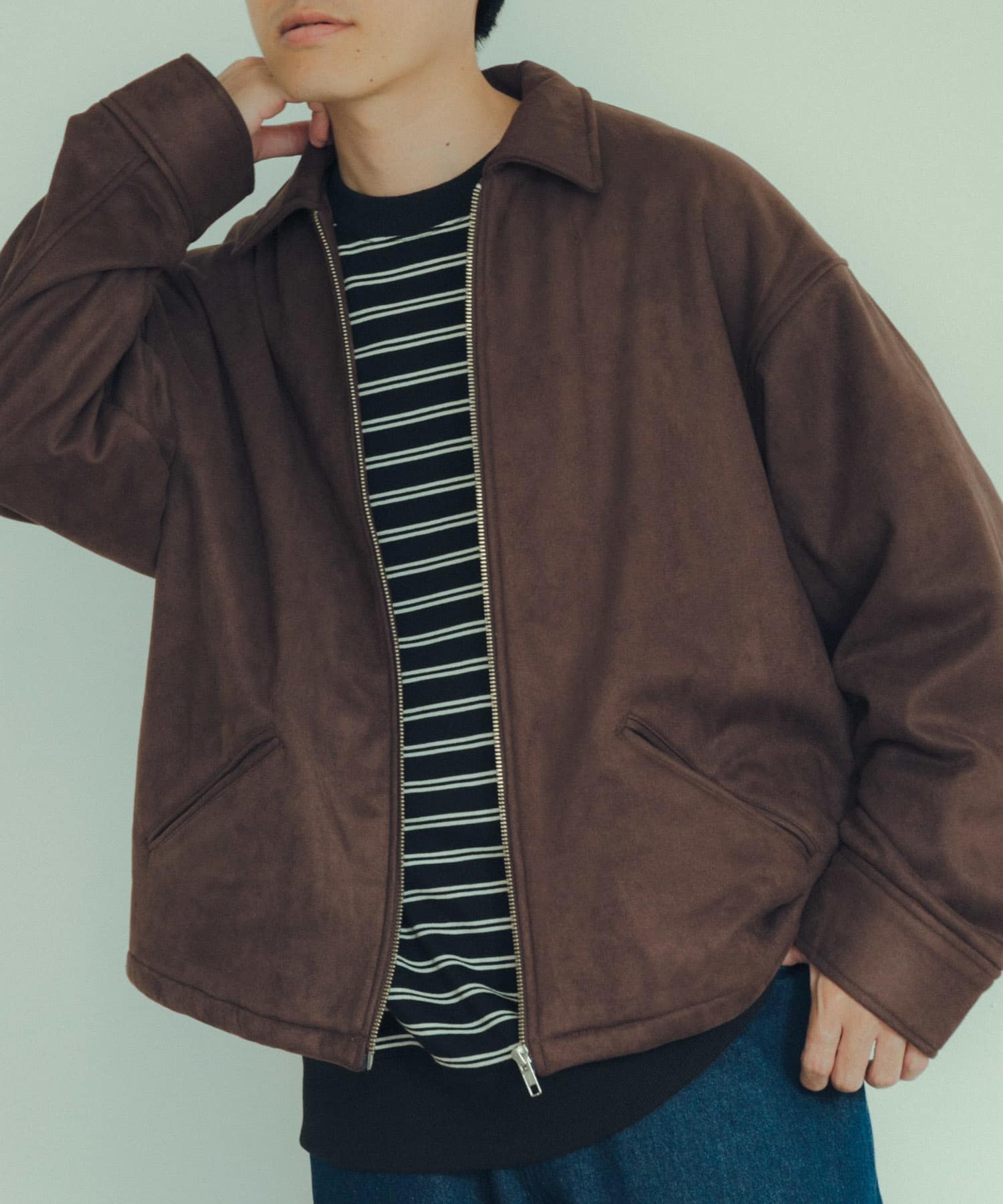 裏フリースフェイクスエードZIP UP ジャケット[IT37-17A029]｜URBAN