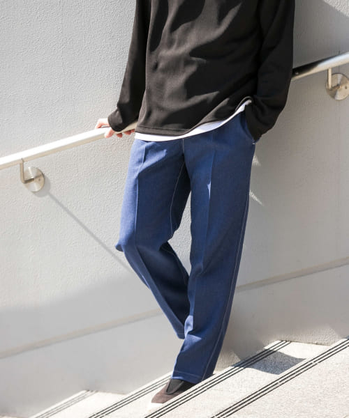 [ITEMS][『イージーケア/UVカット』シンセティックデニム コントラストステッチパンツ]