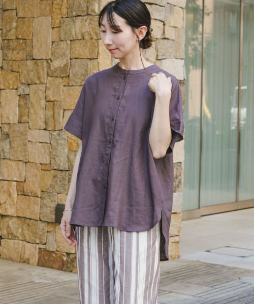 [ITEMS][『セットアップ対応』『洗濯可』リネンレーヨンフレンチシャツ]