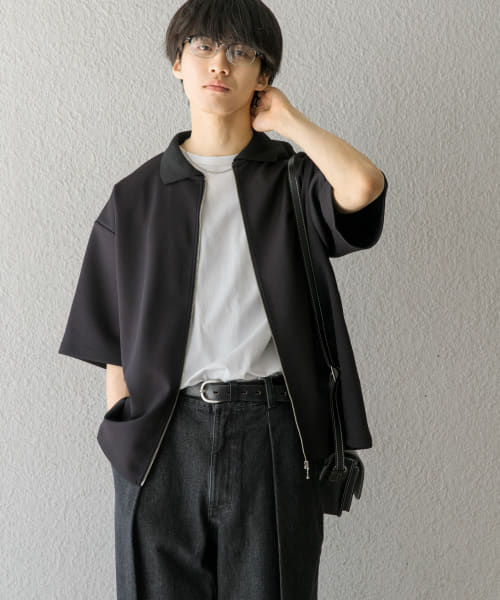 『ユニセックス』ZIPカーディガンTシャツ(5分袖)