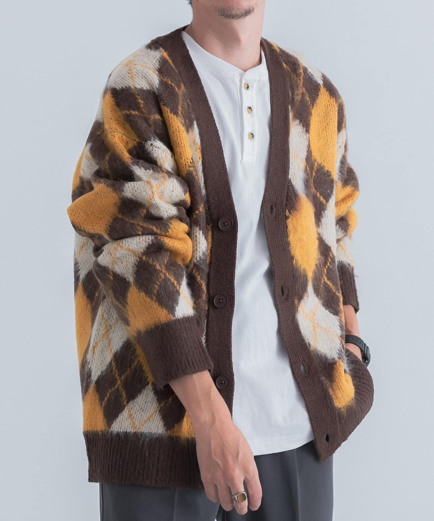 セール】【RE: Number (N)ine】FEATHERY YARN ARGYLE JACQYARD