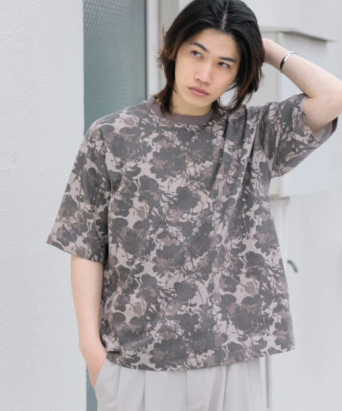 [SENSE OF PLACE][アブストラクトプリントTシャツ(5分袖)]