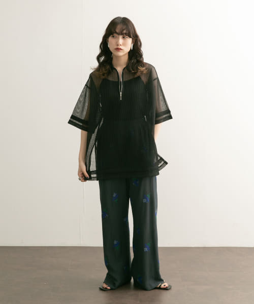 ハーフZIPメッシュプルオーバー