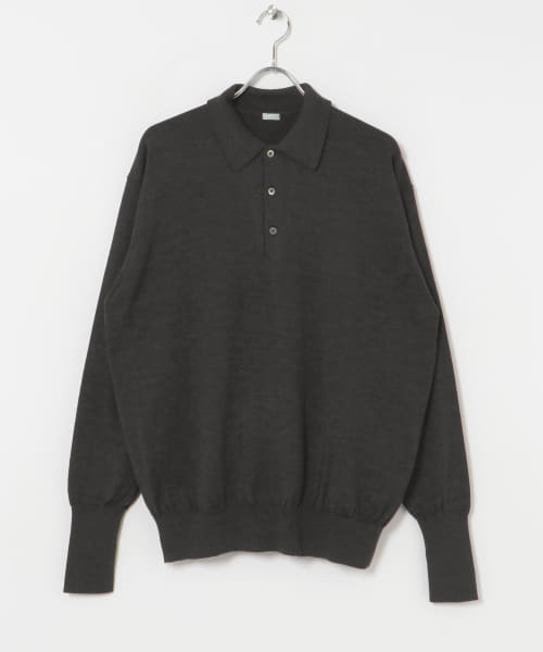 A PRESSE　Wool Knit L/S Polo Shirt
