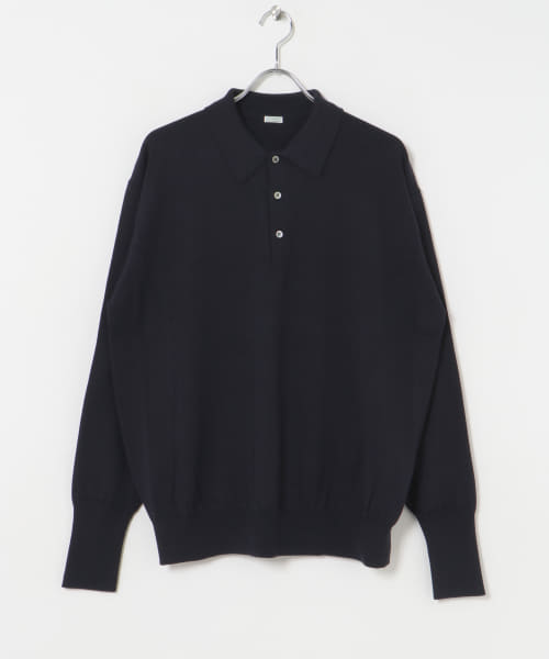 A PRESSE　Wool Knit L/S Polo Shirt