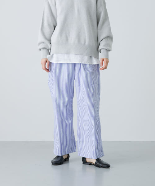 Vas-Y Lentement　POPLIN STRIPE EASY PANTS