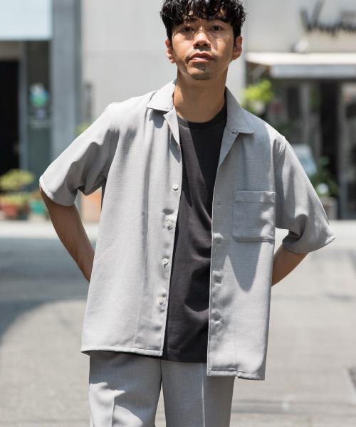 『WEB限定』『セットアップ対応』パナマ風オープンカラー半袖シャツ