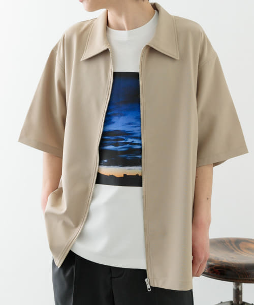 2wayストレッチジップアップ半袖シャツ