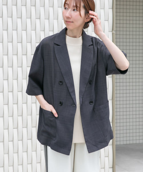 リネンライクハーフスリーブジャケット