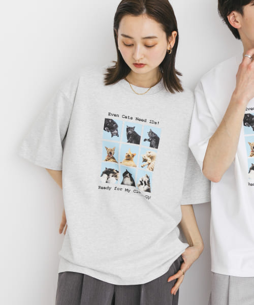 『ユニセックス』Cat graphic Short-Sleeve T-shirts
