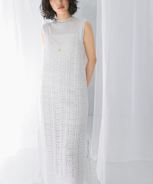 sara mallika　COTTON BORDER LACE CAMI DRESS
