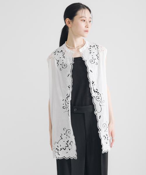 カットワークレース刺繍ジレ