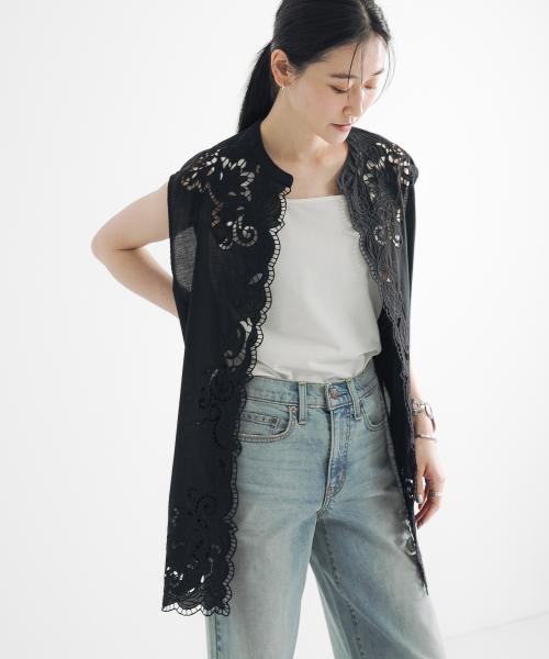 カットワークレース刺繍ジレ