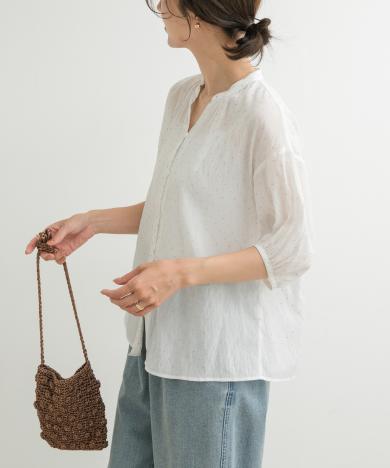 グリッタードットギャザーブラウス