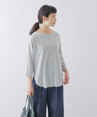 シフォン天竺7分袖カットソー