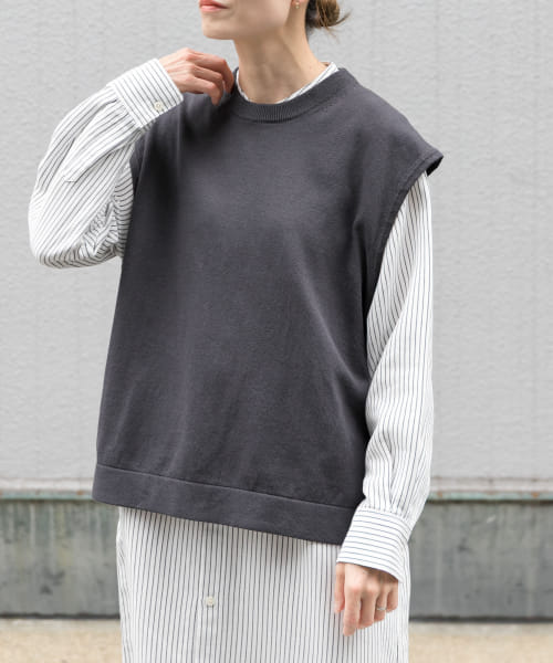 FORK&SPOON　クルーネックニットベスト