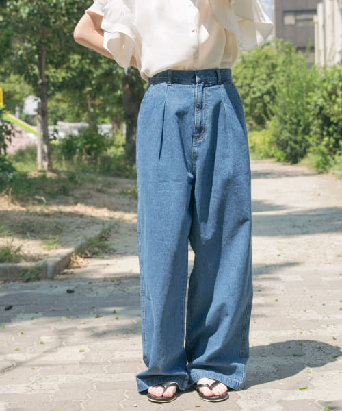 ウエストタックデニムパンツ