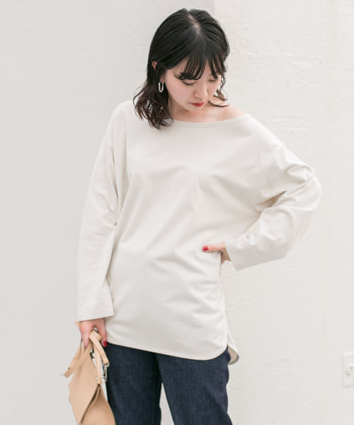 KBF+　アシメネックオーバーロングTシャツ