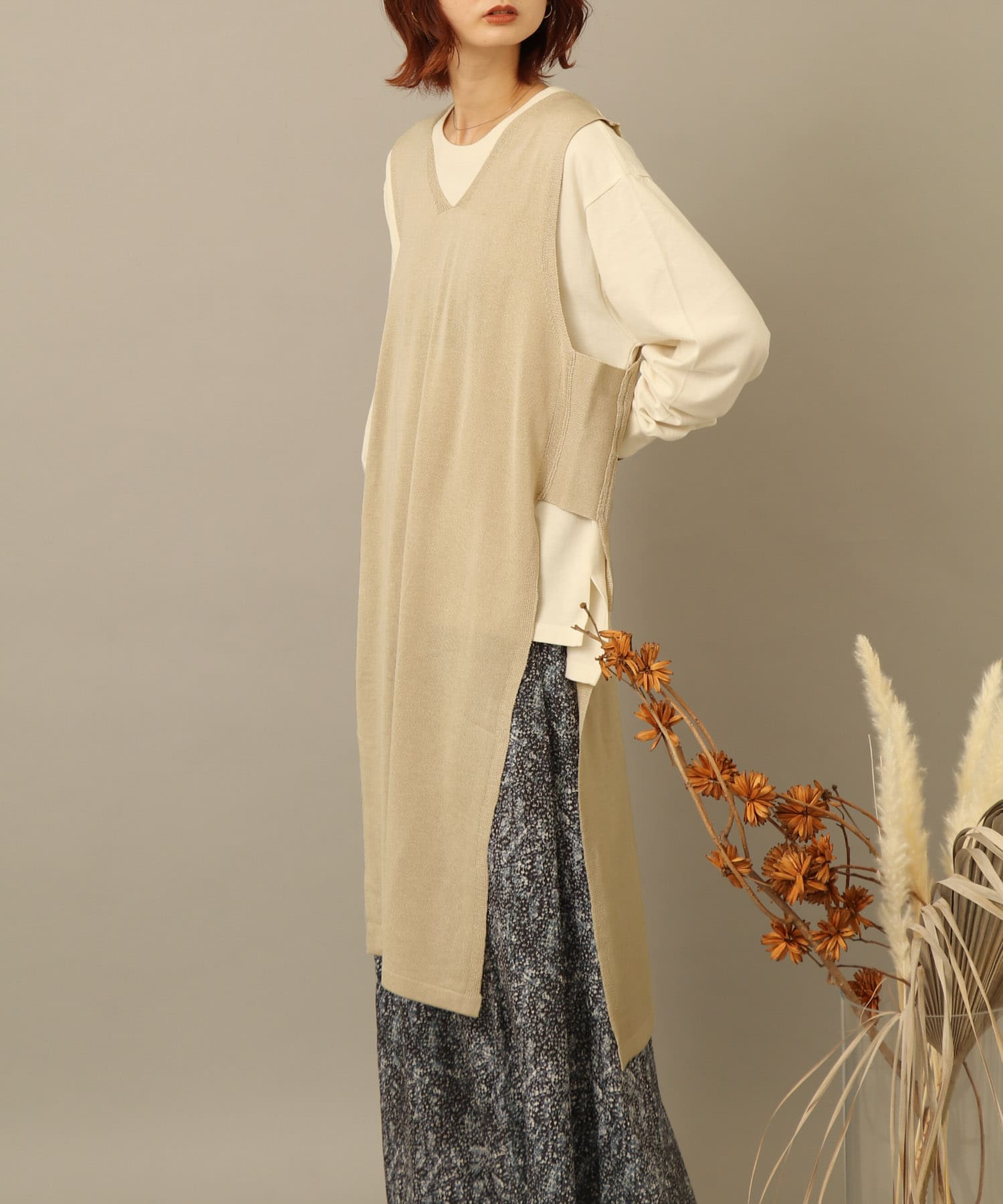 ２枚重ね変型ロングベスト【WEB限定価格】 | purple label | axes femme online shop