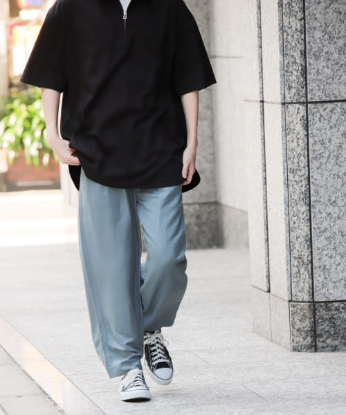 [SENSE OF PLACE][リネンレーヨンタックワイドパンツ]