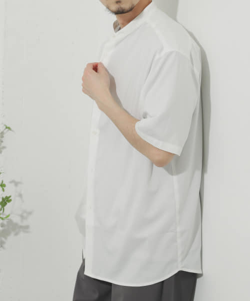 『XLサイズ/WEB・一部店舗限定』バンドカラーシャツ(5分袖)
