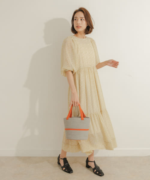 Audrey and John Wad　ギャザー切替バックリボンワンピース