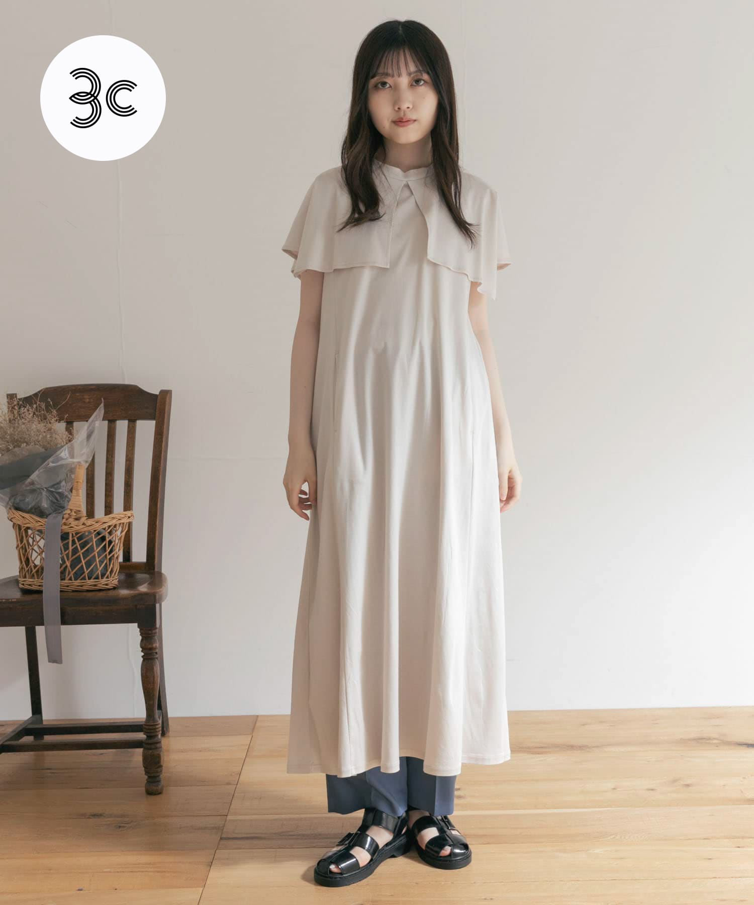 別注』MIDIUMISOLID×TGM cape collar one-piece[MDUM6055-TGM25