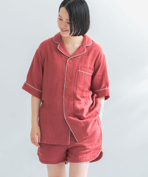 URBAN RESEARCH×UCHINO　ソフトタッチガーゼパジャマトップス S