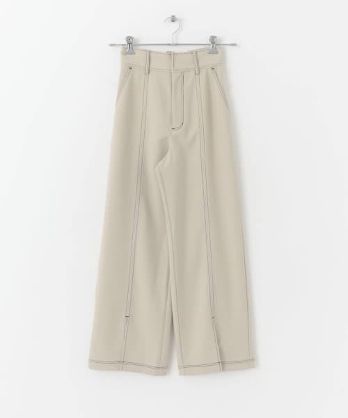 配色ステッチスリットパンツ