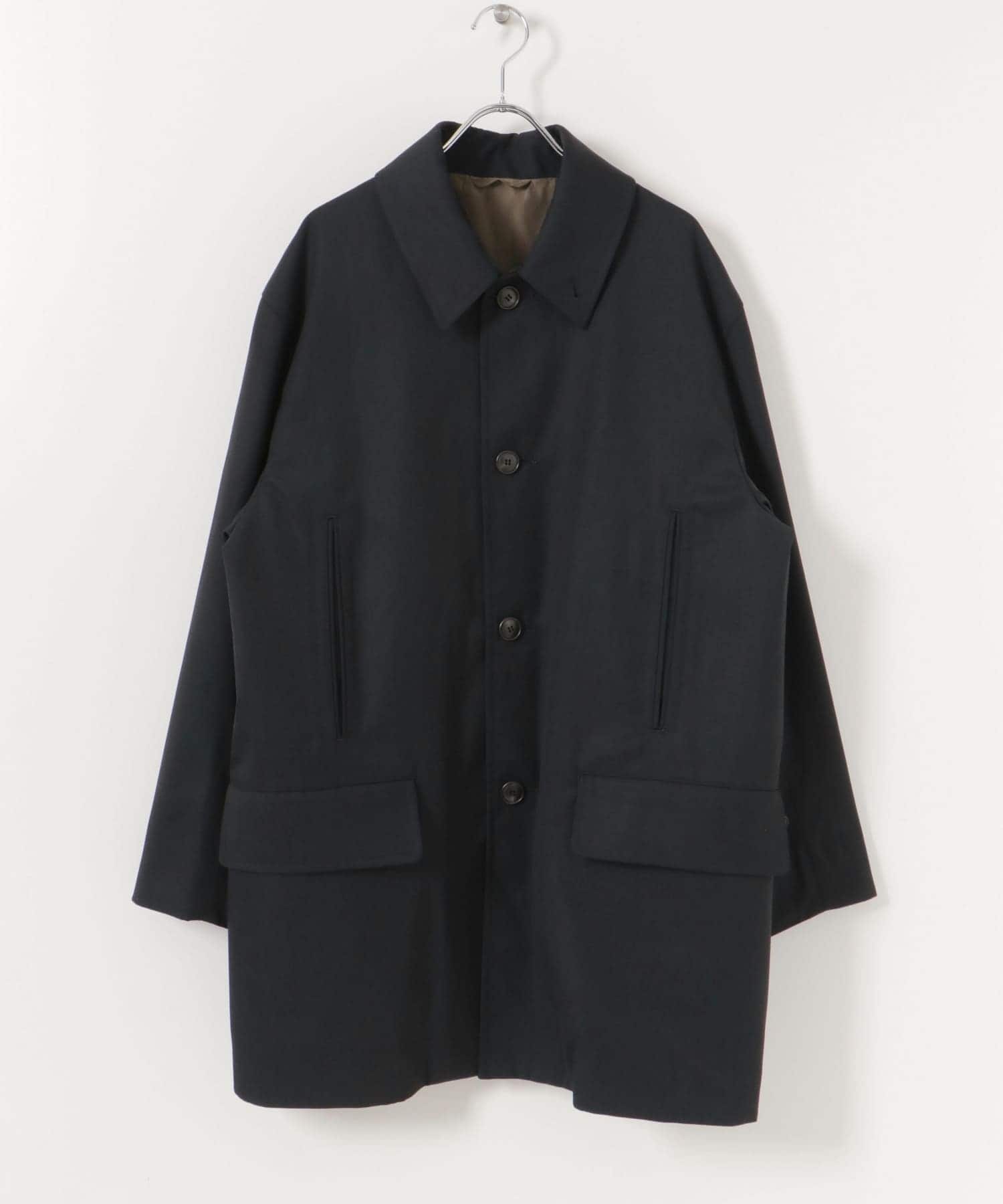 SUMARI Wool Gabardine Balmacaan Coatennoy - ステンカラーコート