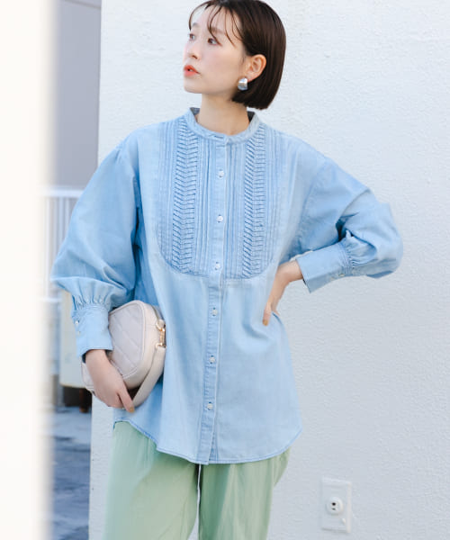 『別注』SOMETHING×F by ROSSO　DENIM TUCK SHIRTS