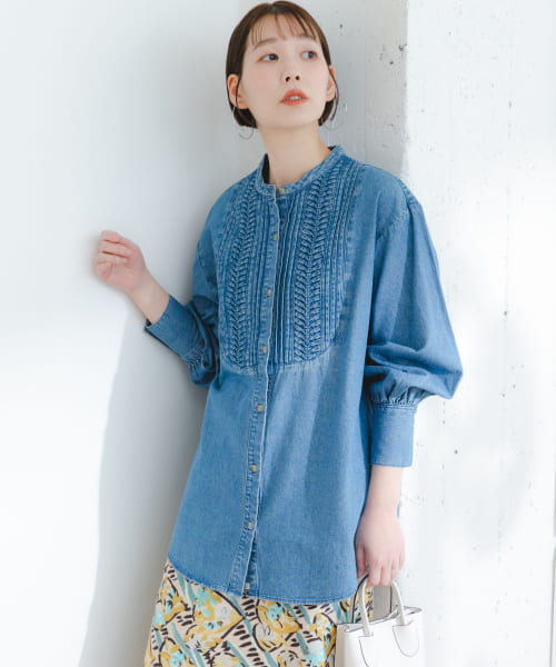 『別注』SOMETHING×F by ROSSO　DENIM TUCK SHIRTS