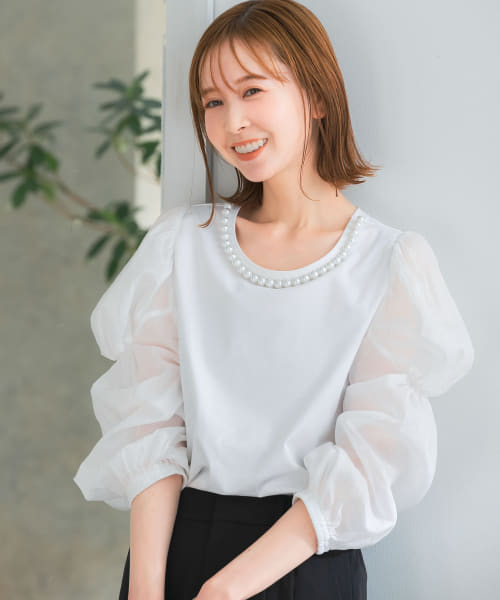 TORRAZZO DONNA　パールネックカットソー