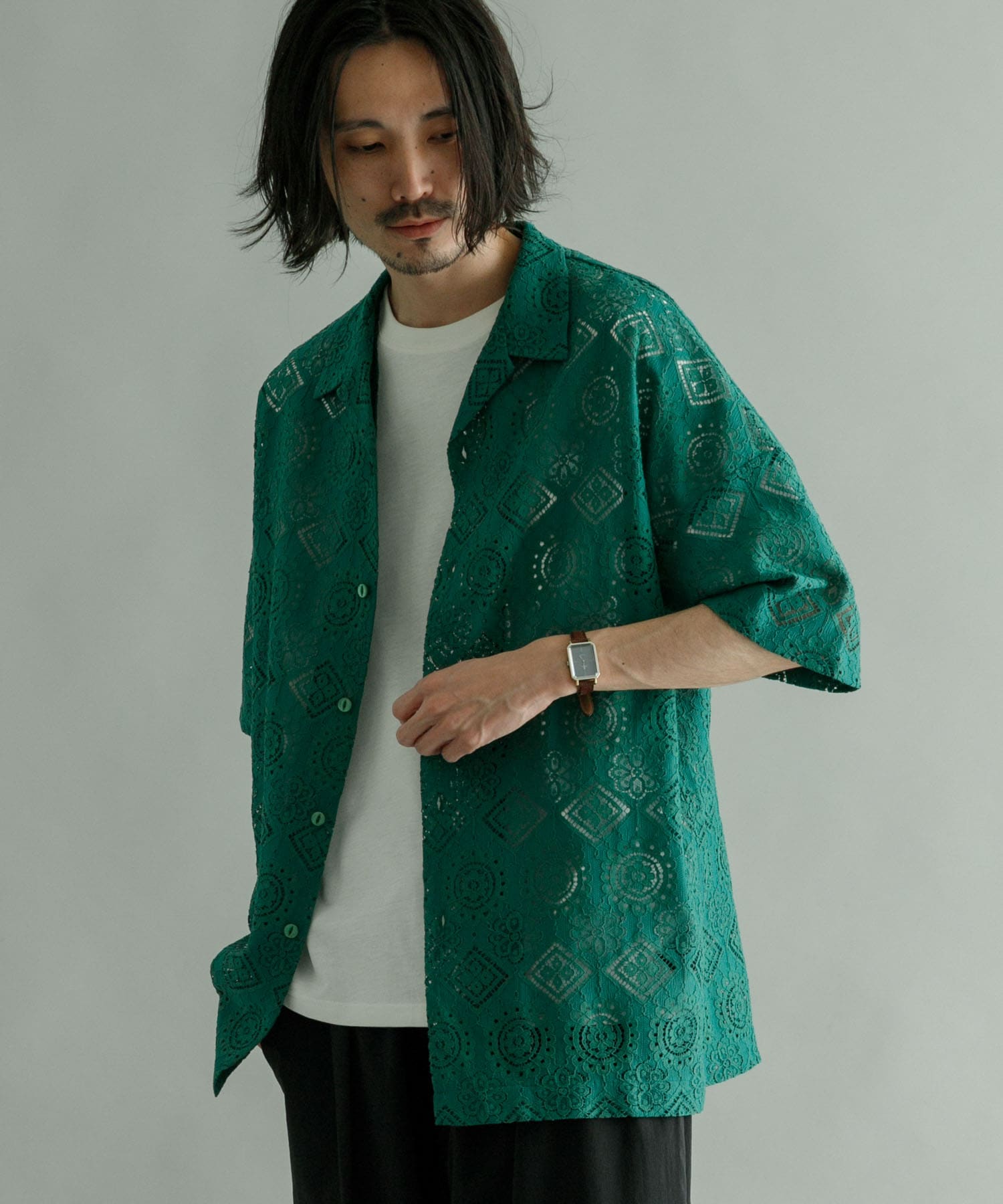 URBAN RESEARCH iD レースオープンカラーシャツ[UI35-13H003]｜URBAN