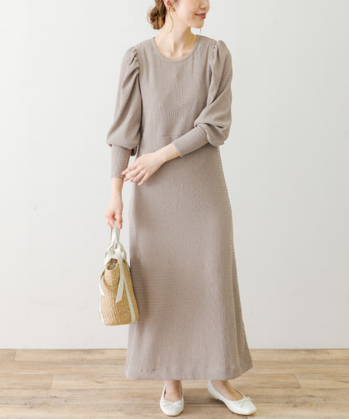 パフスリーブジャガードカットワンピース