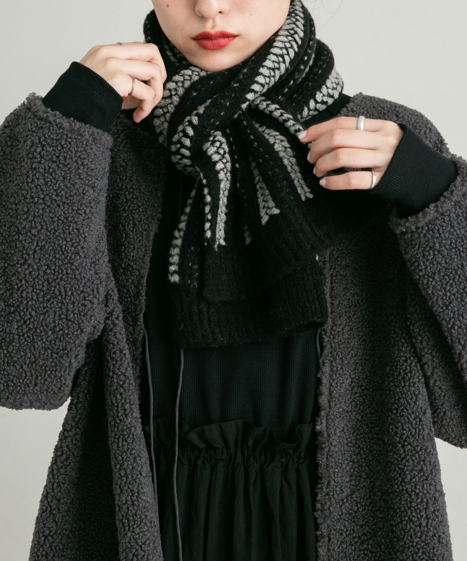BLACK】GLR RBN ニットマフラー 安から