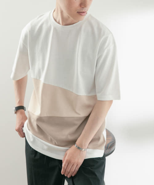 [ITEMS][『UR TECH』『吸水速乾』『UVカット』天竺コットン キリカエTシャツ]